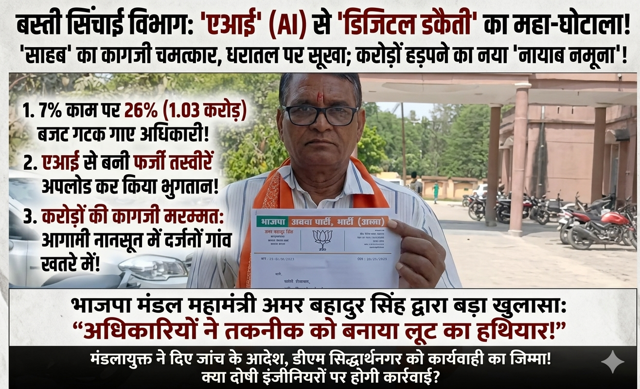 'एआई' का गलत इस्तेमाल: कागजों पर बहे करोड़ों, धरातल पर सूखा; बस्ती सिंचाई विभाग का बड़ा घोटाला! 11 1779600073474
