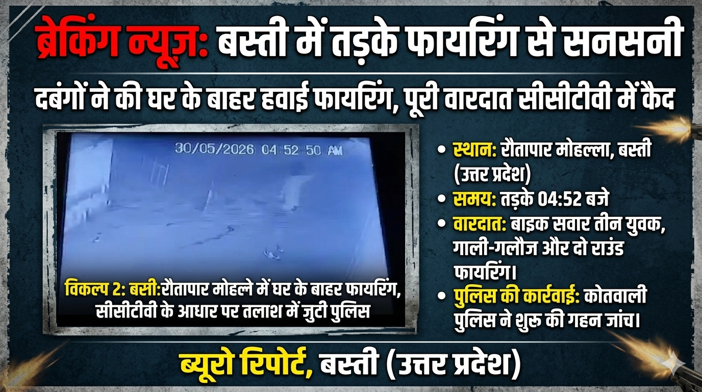 बस्ती में तड़के फायरिंग से मचा हड़कंप, घर के बाहर दबंगों ने की हवाई फायरिंग; सीसीटीवी में कैद हुई वारदात 11 1780138704545