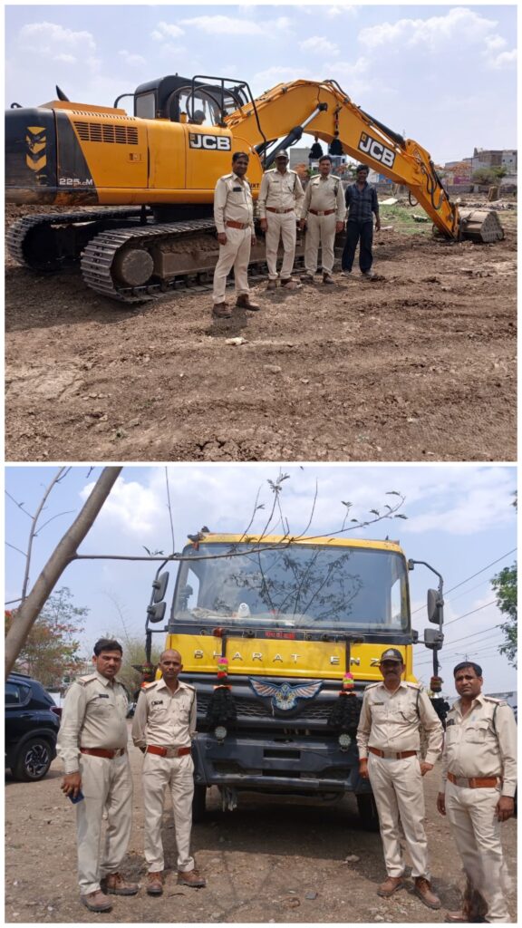 अवैध उत्खनन पर एक पोकलेन एवं एक डम्पर वाहन जप्त, वैधानिक कार्यवाही प्रचलित 12 20260521 191906 COLLAGE