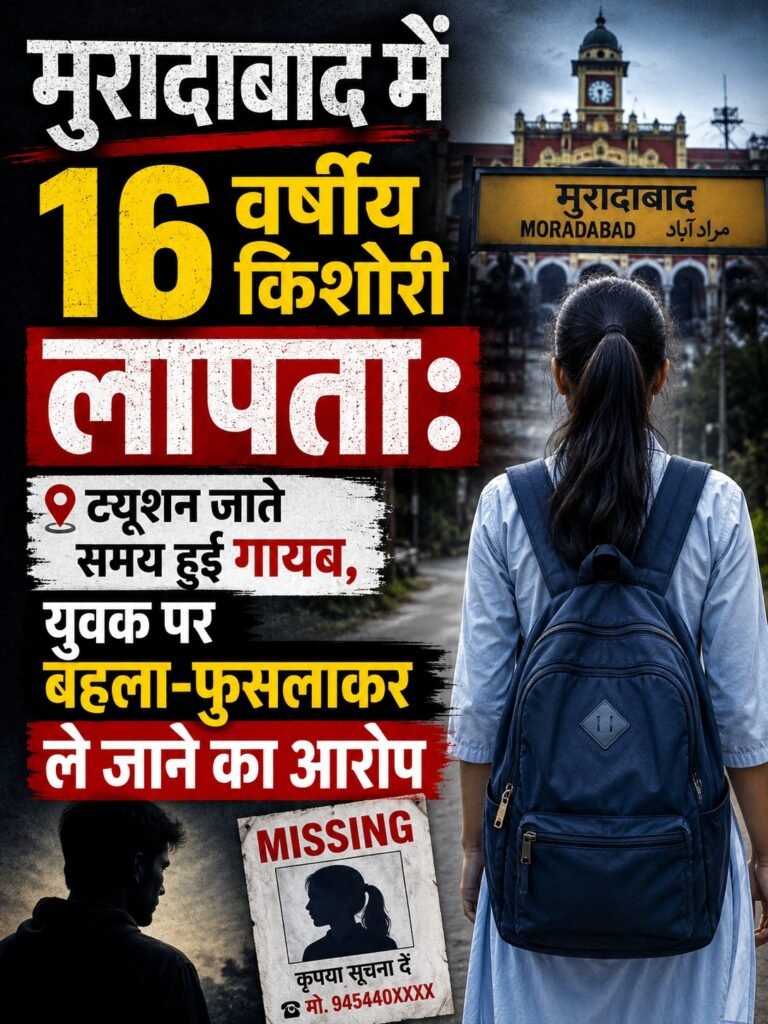 मुरादाबाद में 16 वर्षीय किशोरी लापताः ट्यूशन जाते समय हुई गायब, युवक पर बहला-फुसलाकर ले जाने का आरोप 2 AddText 05 31 10.38.08