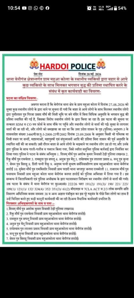 मंदिर में प्रतिमा स्थापना विवाद के बाद 9 गिरफ्तार, गांव में भारी पुलिस बल तैनात 2 FB IMG 1780012160390