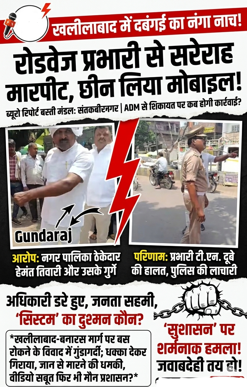 खलीलाबाद में दबंगई: रोडवेज प्रभारी को पीटा, छीन लिया मोबाइल; क्या अब 'ठेकेदार' तय करेंगे कानून? 1 IMG 20260528 140004