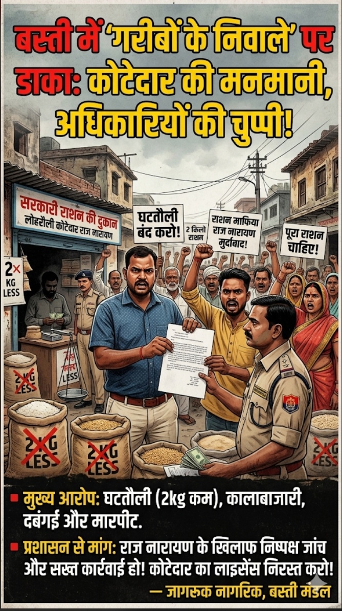 बस्ती में 'गरीबों के निवाले' पर डाका: कोटेदार की मनमानी, अधिकारियों की चुप्पी! 11 Screenshot 20260529 155150