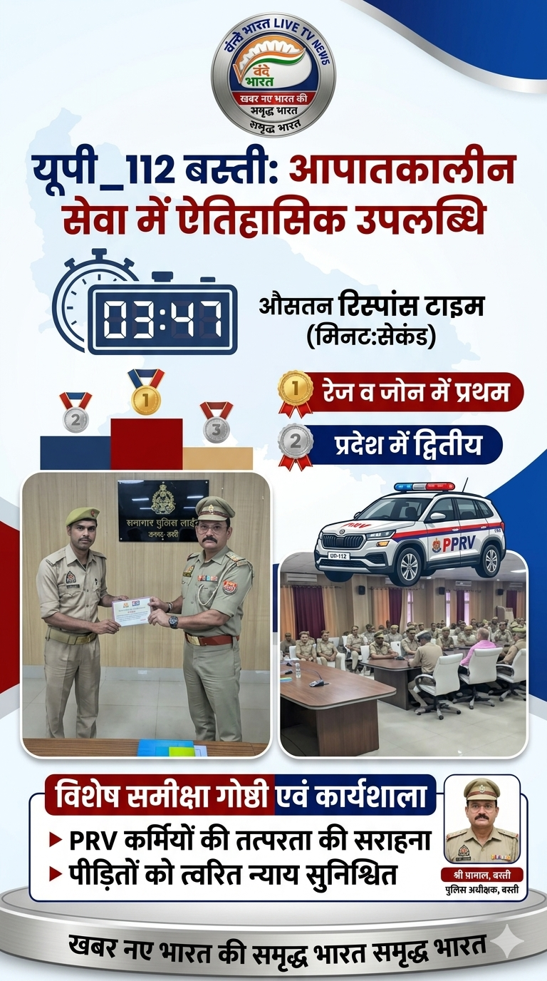 यूपी-112: बस्ती पुलिस की तत्परता का लोहा, रिस्पांस टाइम में प्रदेश में हासिल किया दूसरा स्थान