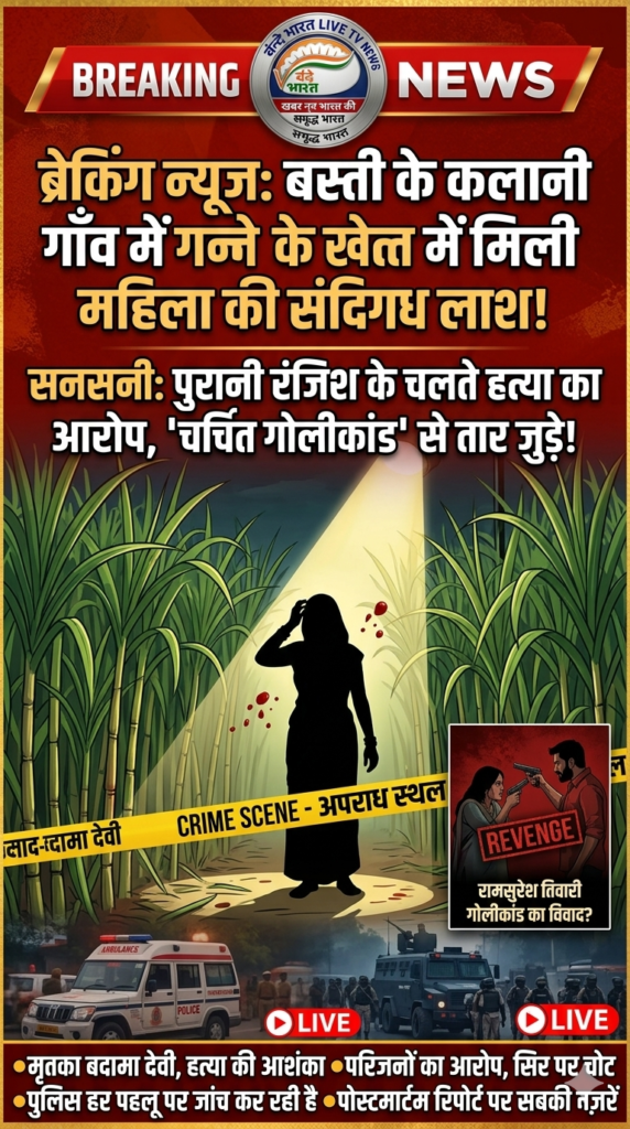 बस्ती: कलानी गाँव में गन्ने के खेत में मिला महिला का शव, हत्या की आशंका से फैली सनसनी। 1 1781577740274