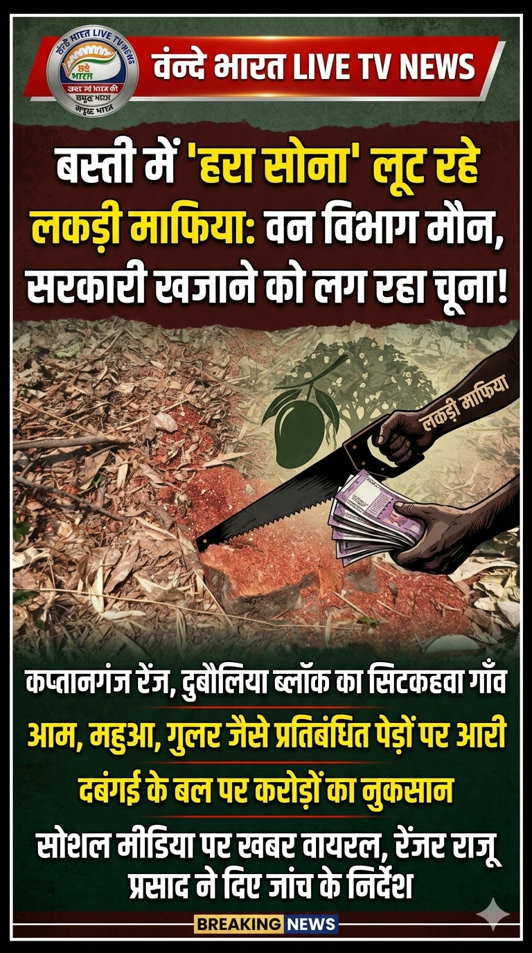 बस्ती में ‘हरा सोना’ लूट रहे माफिया: वन विभाग की मिलीभगत या प्रशासनिक नाकामी?