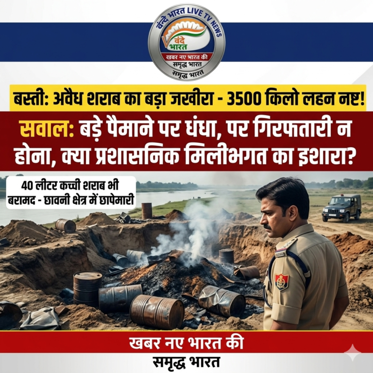 बस्ती में आबकारी विभाग की छापेमारी: 3500 किलो लहन नष्ट, लेकिन धंधेबाज मौके से फरार