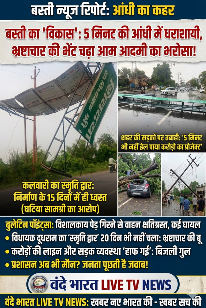 बस्ती का 'विकास': 5 मिनट की आंधी में धराशायी, भ्रष्टाचार की भेंट चढ़ा आम आदमी का भरोसा! 1 1782127226458