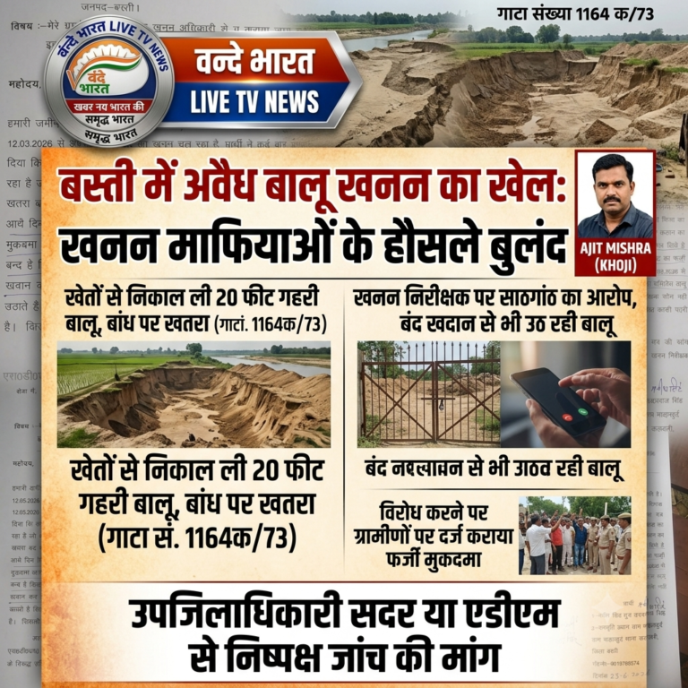 बस्ती में ‘रेत का साम्राज्य’: खनन माफियाओं के आगे नतमस्तक प्रशासन, ग्रामीणों की निजी जमीन पर डाका
