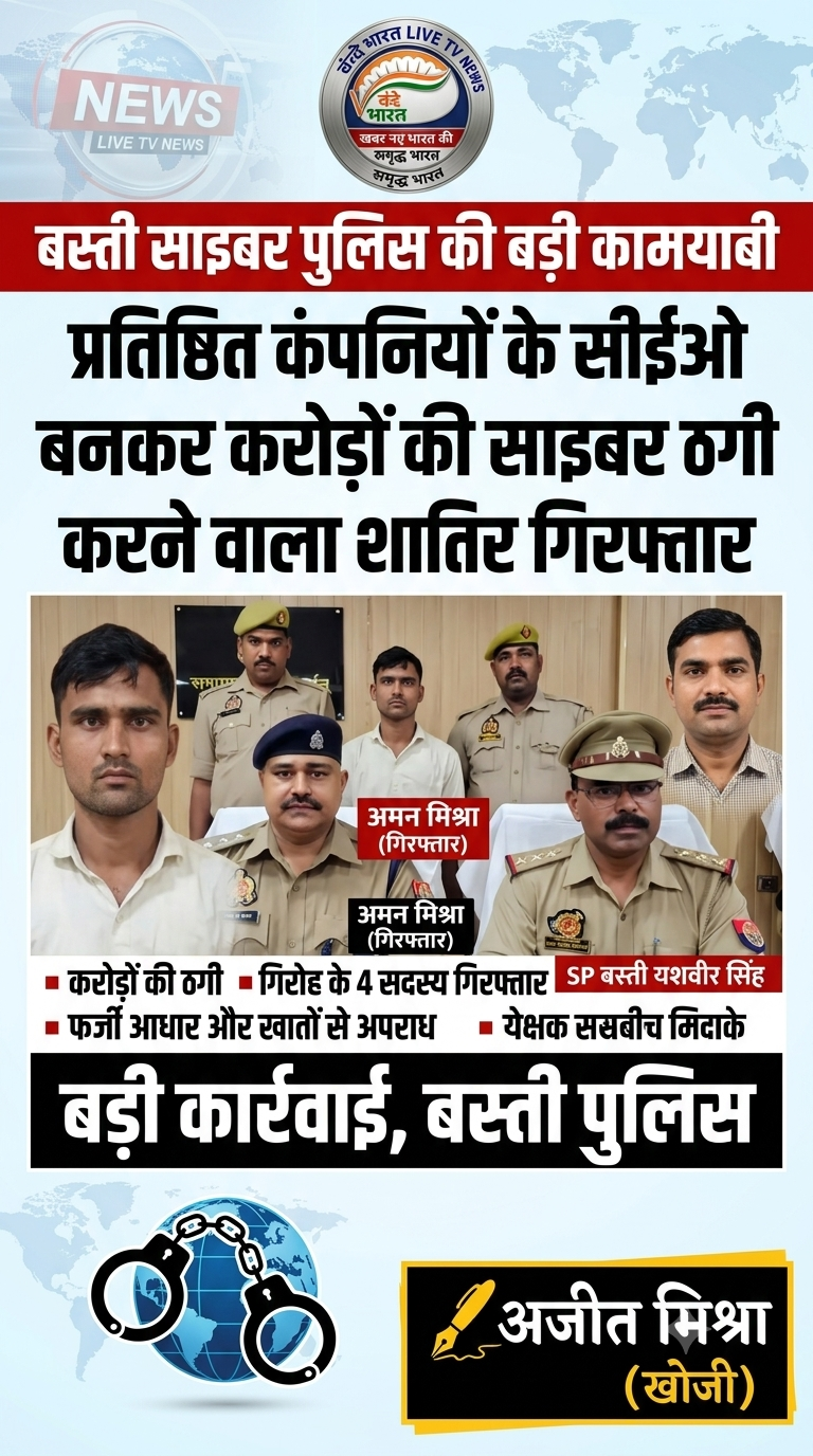 बस्ती पुलिस की बड़ी कामयाबी: सीईओ बनकर करोड़ों की ठगी करने वाला शातिर साइबर अपराधी गिरफ्तार 11 1782817214775