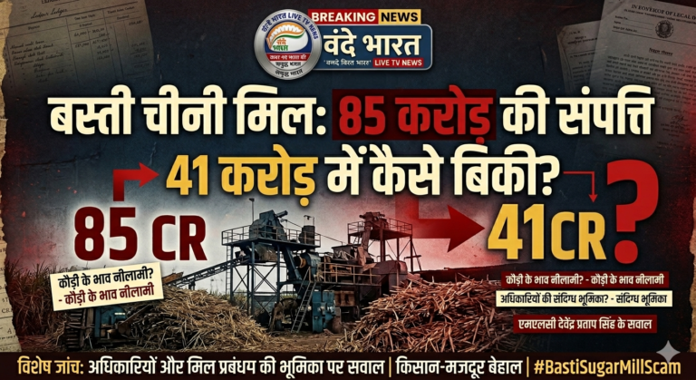 बस्ती चीनी मिल नीलामी: 85 करोड़ की संपत्ति 41 करोड़ में कैसे बिकी? गंभीर अनियमितताओं के आरोप