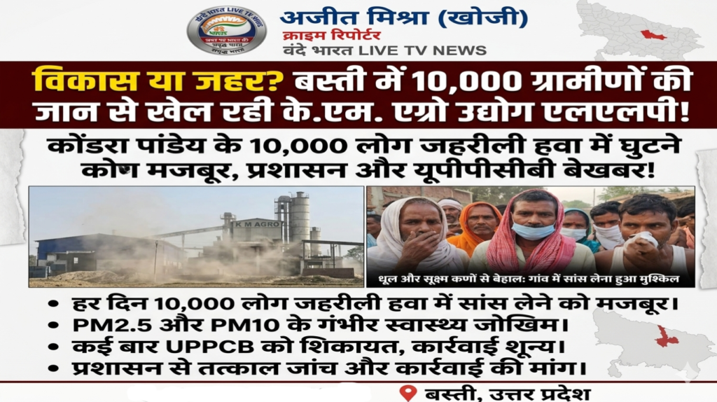सांसों पर पहरा: 'के.एम. एग्रो' की जहरीली हवा में घुट रहा है ग्राम कोड़रा पांडेय, प्रशासन मौन! 1 IMG 20260621 121247