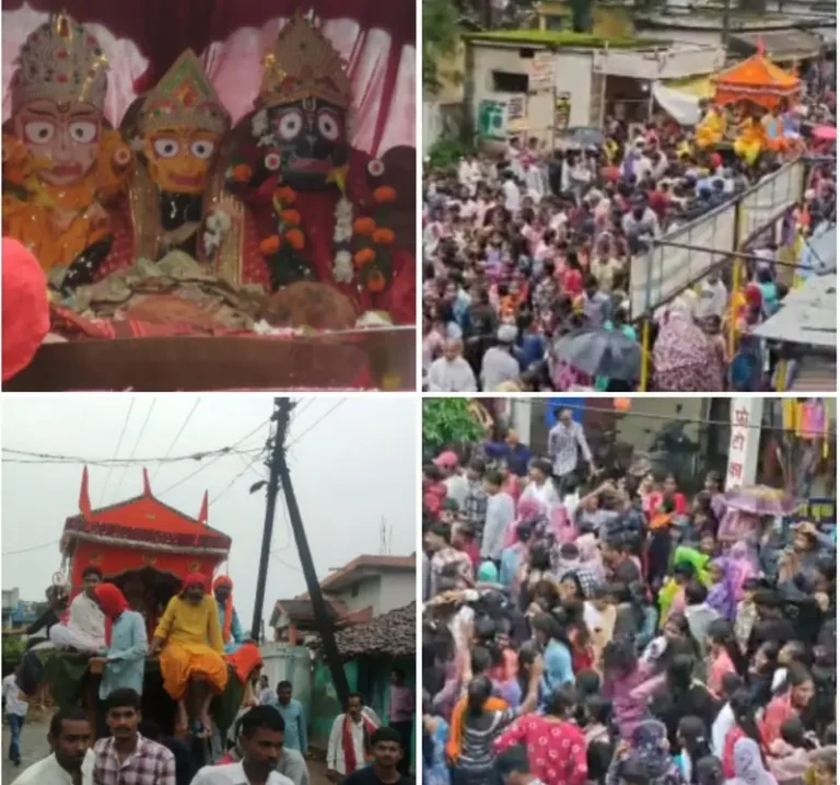 धमतरी/ सिहावा /भीतररास बारिस की बौछार के बीच रथयात्रा में उमड़ा आस्था का जन सैलाब