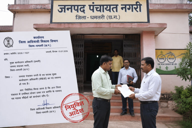 धमतरी /नगरी जनपद में तबादले के बाद भी नहीं मिला नए सीईओ को प्रभार! आखिर किसके संरक्षण में चल रही मनमानी?