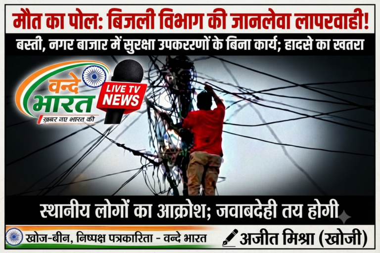 बस्ती में बिजली विभाग की बड़ी लापरवाही: मौत के साए में काम करने को मजबूर कर्मचारी