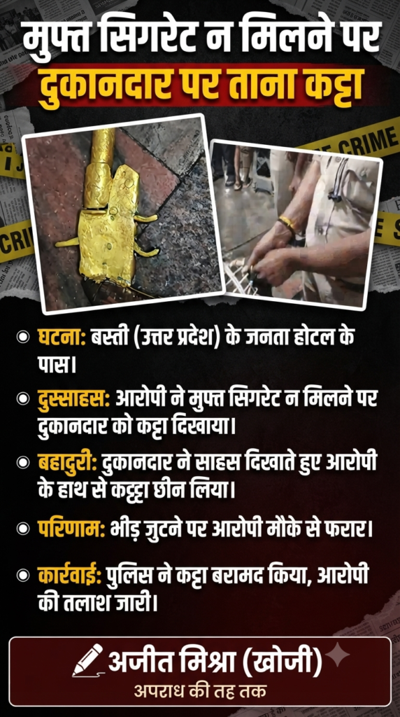 मुफ्त सिगरेट न मिलने पर सनकी युवक का दुस्साहस, दुकानदार पर ताना कट्टा 1 1784631797844