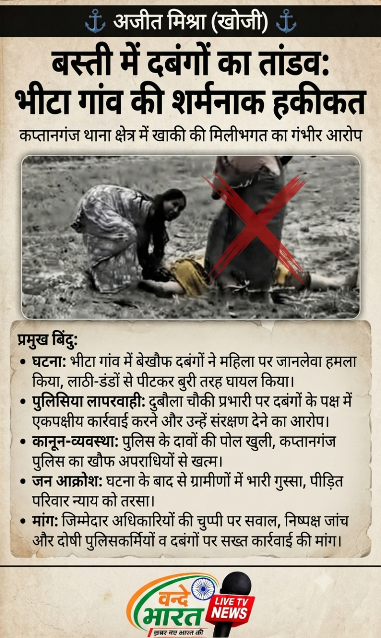 बस्ती: कप्तानगंज थाना क्षेत्र के भीटा गांव में दबंगों का तांडव, लाठी-डंडों से पीटकर महिला पर जानलेवा हमला