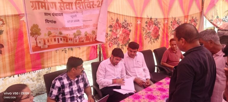 जिला कलक्टर ने ग्राम पंचायत जूसरी में किया ग्रामीण सेवा शिविर का किया निरीक्षण