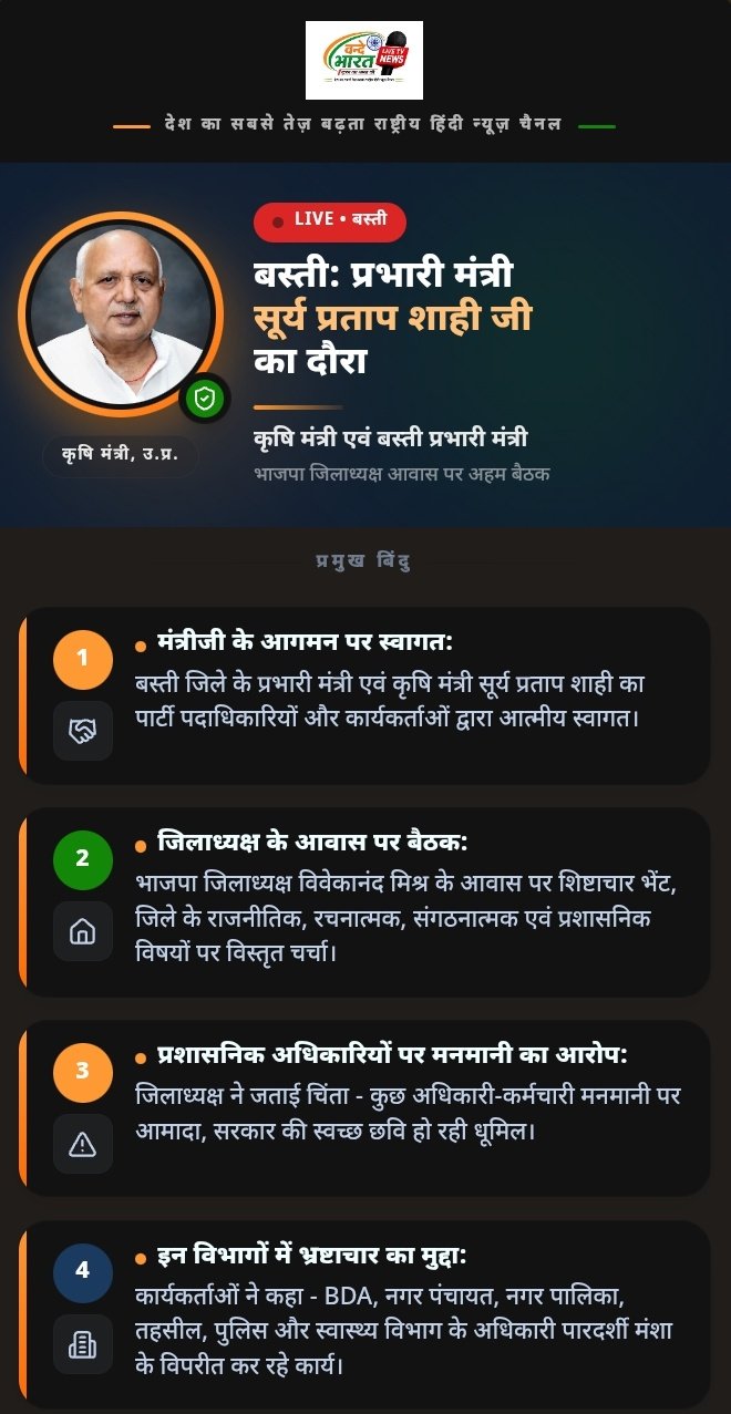 सर्किट हाउस की बैठक में कार्यकर्ताओं ने स्पष्ट शब्दों में कहा कि बीडीए, नगर पंचायत, नगर पालिका, तहसील (राजस्व), पुलिस प्रशासन और स्वास्थ्य विभाग के अधिकारी एवं कर्मचारी सरकार की पारदर्शी मंशा के विपरीत कार्य कर रहे हैं। 1 Screenshot 20260724 091234
