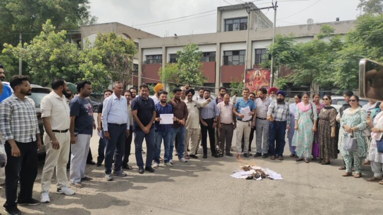 ਮੁਲਾਜ਼ਮਾਂ ਅਤੇ ਪੈਨਸਨਰਾਂ ਵੱਲੋਂ ਕੇਂਦਰੀ ਸਕੇਲ ਲਾਗੂ ਕਰਨ ਦਾ ਪੱਤਰ ਫੂਕਿਆ ਗਿਆ