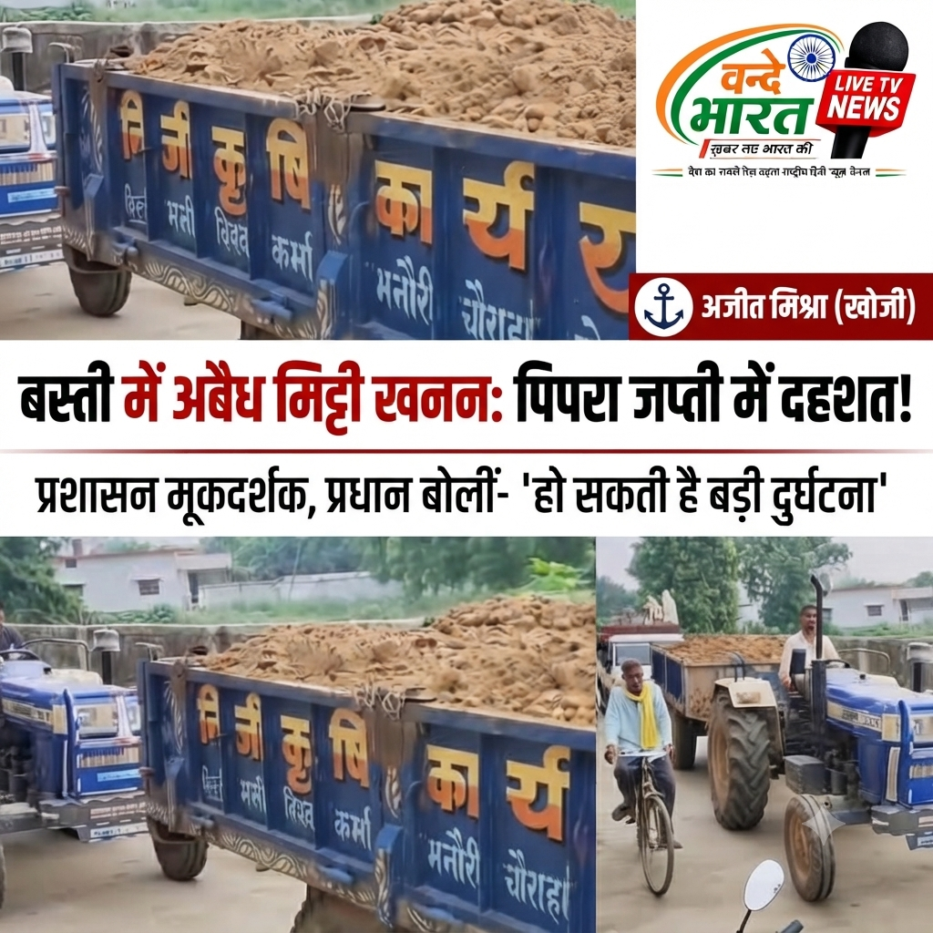 बस्ती में अवैध मिट्टी खनन का आतंक: वाटरगंज क्षेत्र के हरदिया से पिपरा जप्ती तक धड़ल्ले से चल रहा अवैध खनन। 1 1785729710821