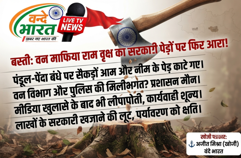 बस्ती: पन्डूल-पेंदा बंधे पर सरकारी पेड़ों की अंधाधुंध कटान जारी, वन माफिया राम वृक्ष के हौसले बुलंद