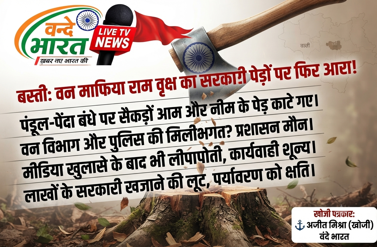 बस्ती: पन्डूल-पेंदा बंधे पर सरकारी पेड़ों की अंधाधुंध कटान जारी, वन माफिया राम वृक्ष के हौसले बुलंद 1 1786249963917