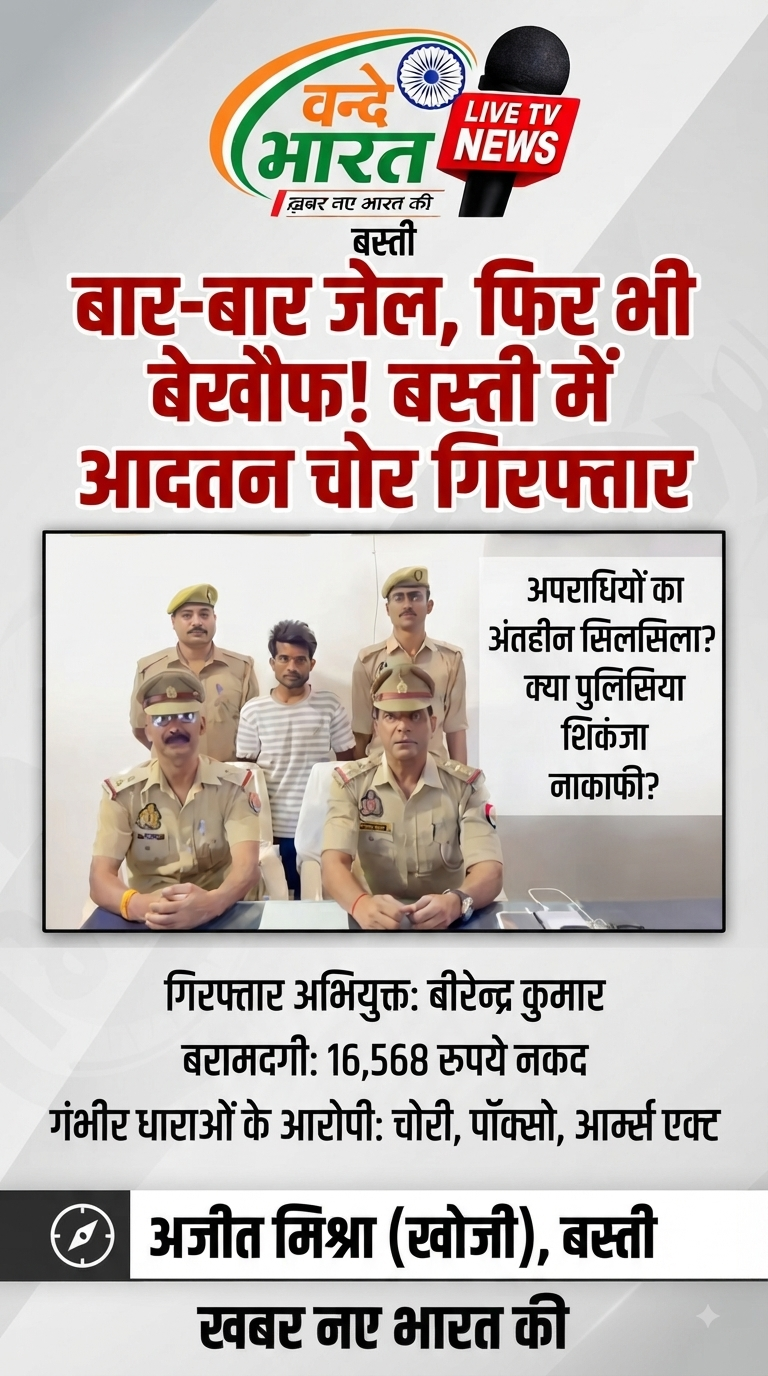 बार-बार जेल, फिर भी बेखौफ! बस्ती में आदतन चोर गिरफ्तार, क्या पुलिसिया शिकंजा नाकाफी? 1 1786707871141