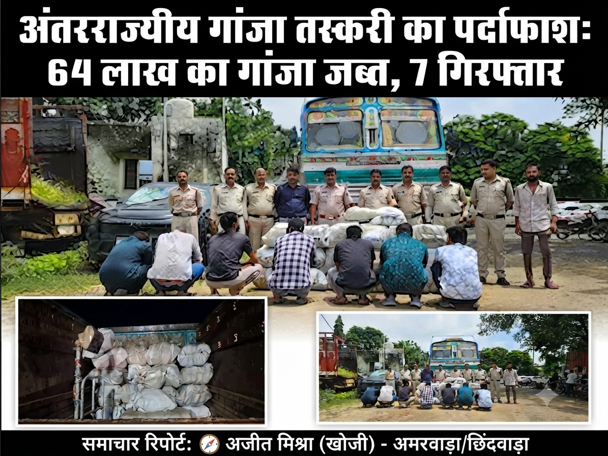 अंतरराज्यीय गांजा तस्करी का बड़ा पर्दाफाश: 64 लाख रुपये के 320.8 किलो गांजे के साथ कंटेनर और टाटा सफारी जब्त, 7 गिरफ्तार 1 1787754402915