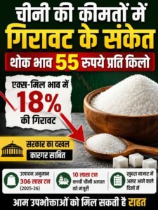 नई दिल्ली, 26 अगस्त 2026-चीनी की कीमतों में गिरावट के संकेत, थोक भाव 55 रुपये प्रति किलो 2 AddText 08 26 07.22.58