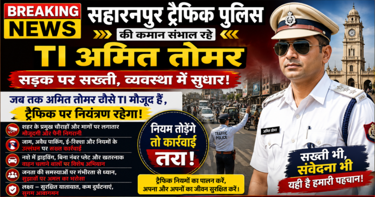 बड़ी खबर | सहारनपुर ट्रैफिक पुलिस की कमान संभाल रहे अमित तोमर, सड़कों पर दिख रहा सख्ती और व्यवस्था का असर