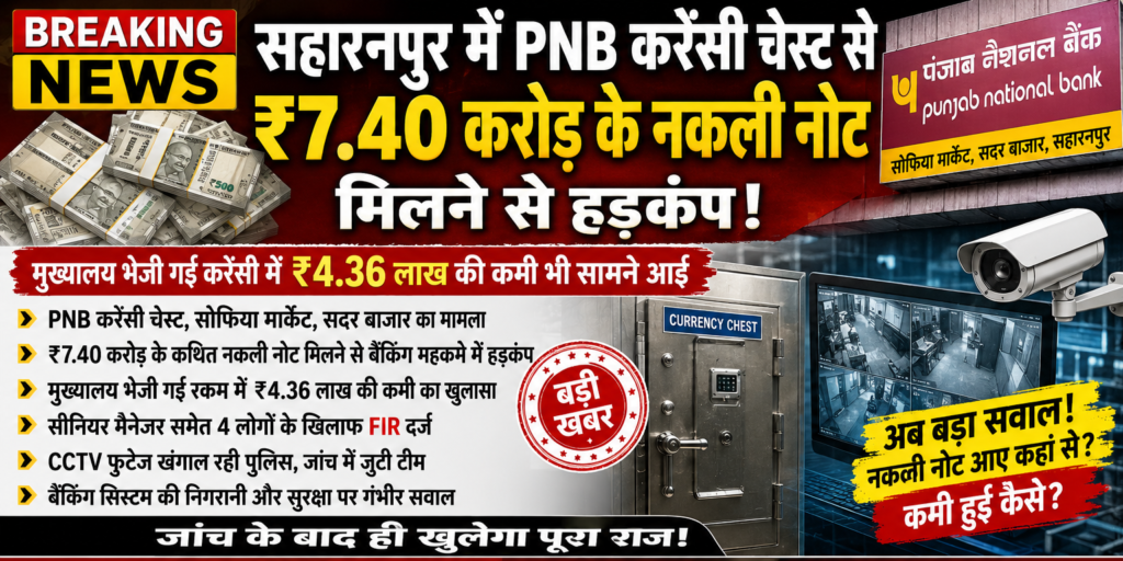 BREAKING NEWS | सहारनपुर में PNB करेंसी चेस्ट का मामला और गंभीर, जाली नोटों का आंकड़ा करीब ₹17 करोड़ तक पहुंचा 1 ChatGPT Image Aug 31 2026 11 28 20 AM e1788173545549