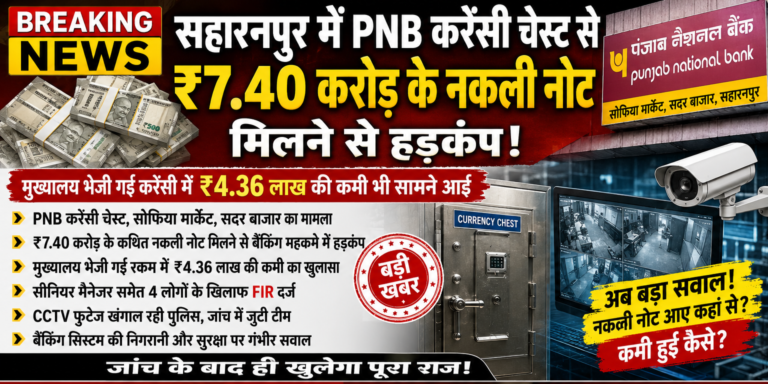 BREAKING NEWS | सहारनपुर में PNB करेंसी चेस्ट का मामला और गंभीर, जाली नोटों का आंकड़ा करीब ₹17 करोड़ तक पहुंचा