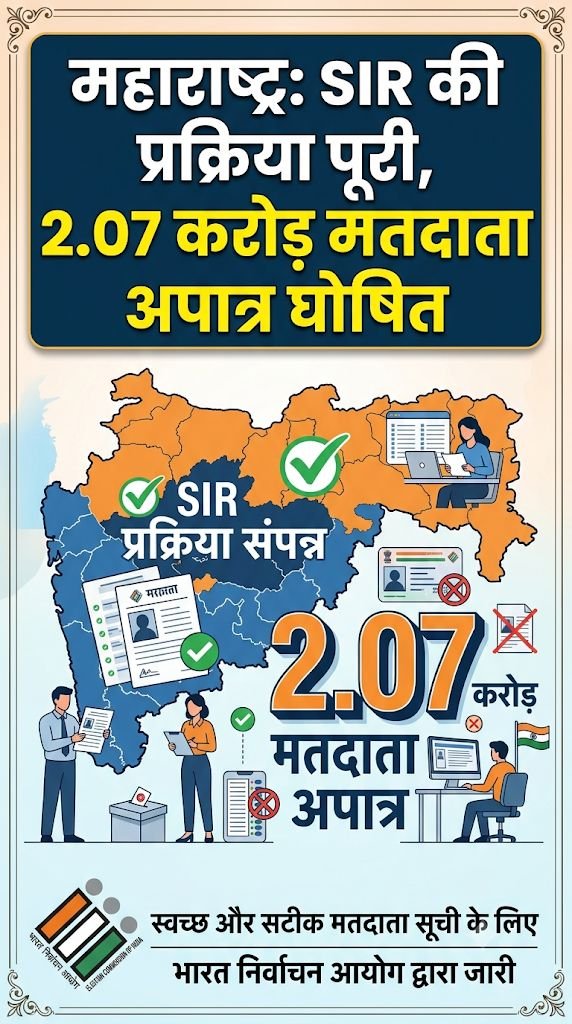 महाराष्ट्र: SIR की प्रक्रिया पूरी, 2.07 करोड़ मतदाता अपात्र घोषित 1 IMG 20260819 122902 449