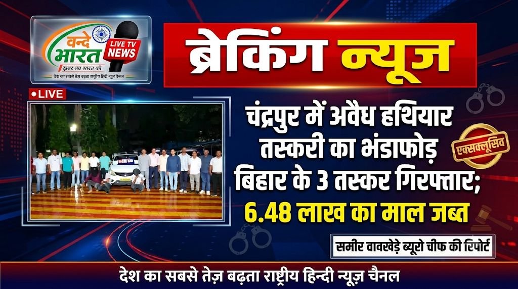 चंद्रपुर में अवैध हथियार तस्करी का भंडाफोड़, बिहार के 3 तस्कर गिरफ्तार; 6.48 लाख का माल जब्त 1 IMG 20260822 204753 580