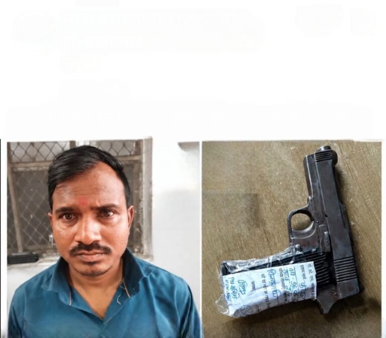 पुलिस ने बजाज नगर के महाराणा प्रताप चौक से एक बिना लाइसेंस के।बंदूकधारी व्यक्ति को गिरफ्तार किया।