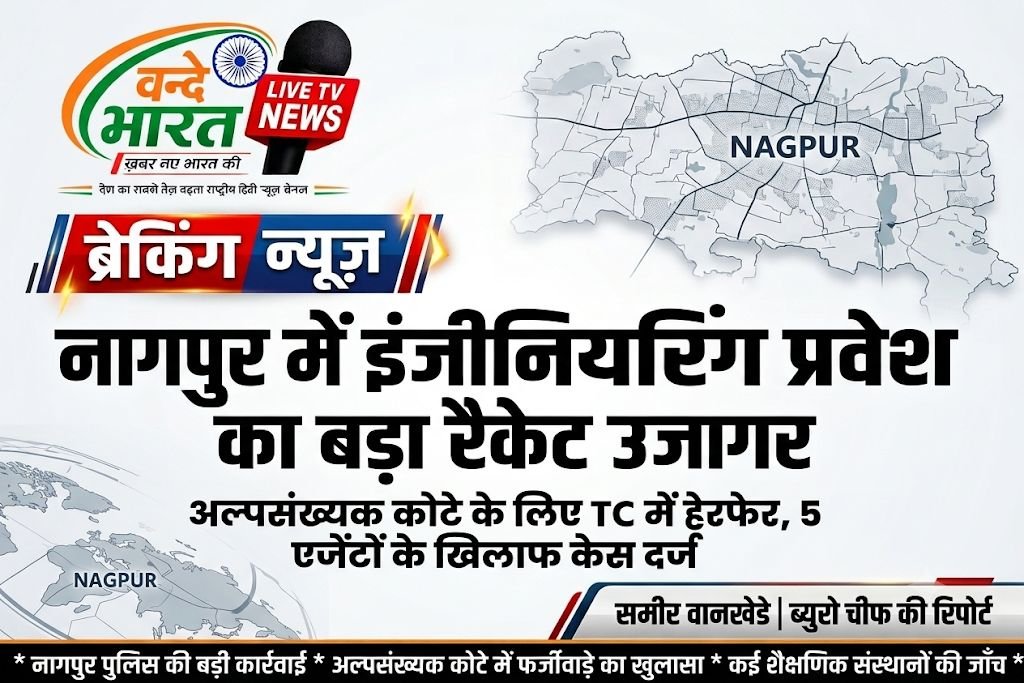 नागपुर में इंजीनियरिंग प्रवेश का बड़ा रैकेट उजागर, अल्पसंख्यक कोटे के लिए TC में हेरफेर, 5 एजेंटों के खिलाफ केस दर्ज 1 नागपुर में इंजीनियरिंग प्रवेश का बड़ा रैकेट उजागर, अल्पसंख्यक कोटे के लिए TC में हेरफेर, 5 एजेंटों के खिलाफ केस दर्ज - नागपूर, महाराष्ट्र