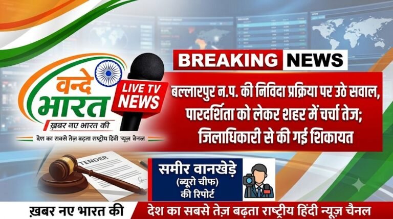 बल्लारपुर न.प. की निविदा प्रक्रिया पर उठे सवाल, पारदर्शिता को लेकर शहर में चर्चा तेज; जिलाधिकारी से की गई शिकायत