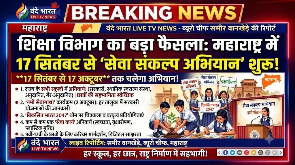 शिक्षा विभाग का बड़ा फैसला, राज्य में 17 सितंबर से शुरू होगा ‘सेवा संकल्प अभियान’