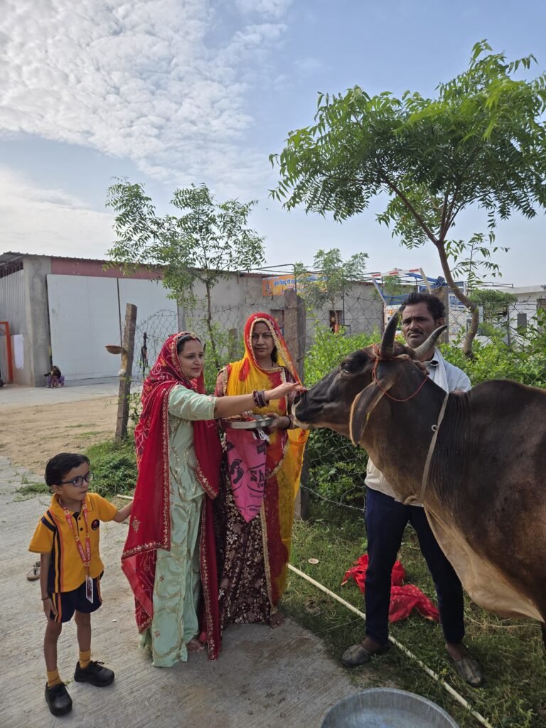 बछ बारस पर गौमाता एवं बछड़े की पूजा-अर्चना