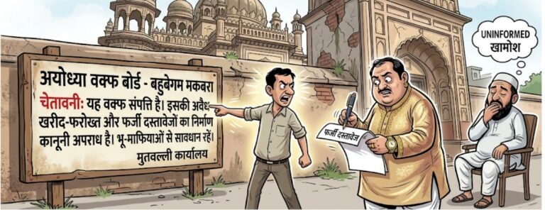 *अयोध्या वक्फ बोर्ड बहुबेगम मकबरा की संपत्ति को फर्जी दस्तावेजों से बेचने का पर्दाफाश, मुतवल्ली की खामोशी पर उठे सवाल*