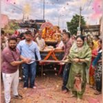 तावडू शहर में ढोल बाजे के साथ निकाली गई गणेश विसर्जन शोभा यात्रा।