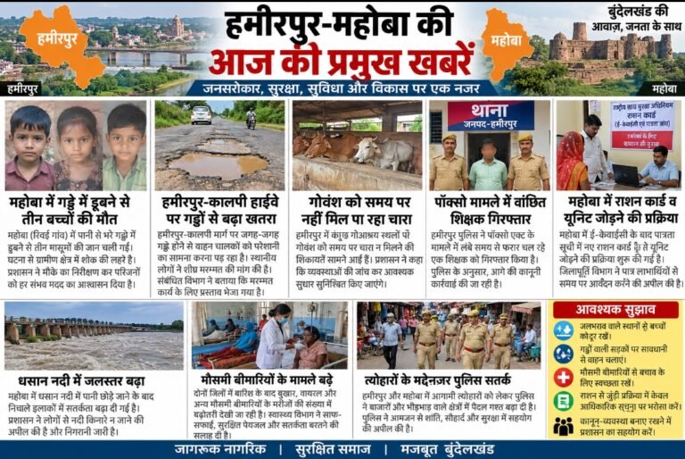 तीन मासूमों की मौत से गड्ढों भरी सड़कों तक… हमीरपुर-महोबा में आज व्यवस्था के आईने में दिखी कई तस्वीरें