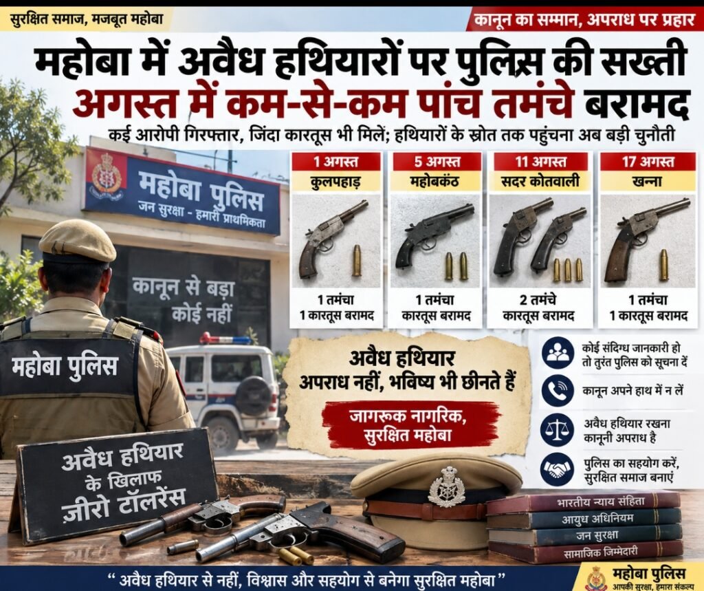 तमंचों की गिरफ्त में न आए महोबा: अवैध हथियारों पर पुलिस की सख्ती 1 तमंचों की गिरफ्त में न आए महोबा: अवैध हथियारों पर पुलिस की सख्ती - MAHOBA, उत्तर प्रदेश