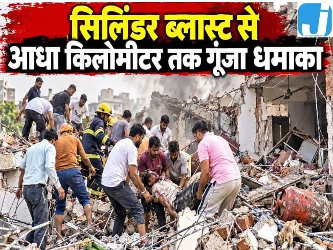 सिलिंडर ब्लास्ट से दहला इलाका, आधा किलोमीटर तक गूंजा धमाका सिलिंडर ब्लास्ट से अफरा-तफरी - धनबाद, झारखंड