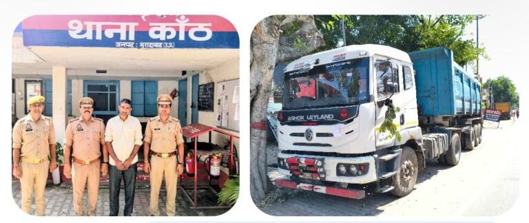 कांठ में थाने के बाहर से डंपर चोरी मामले में चालक गिरफ्तार