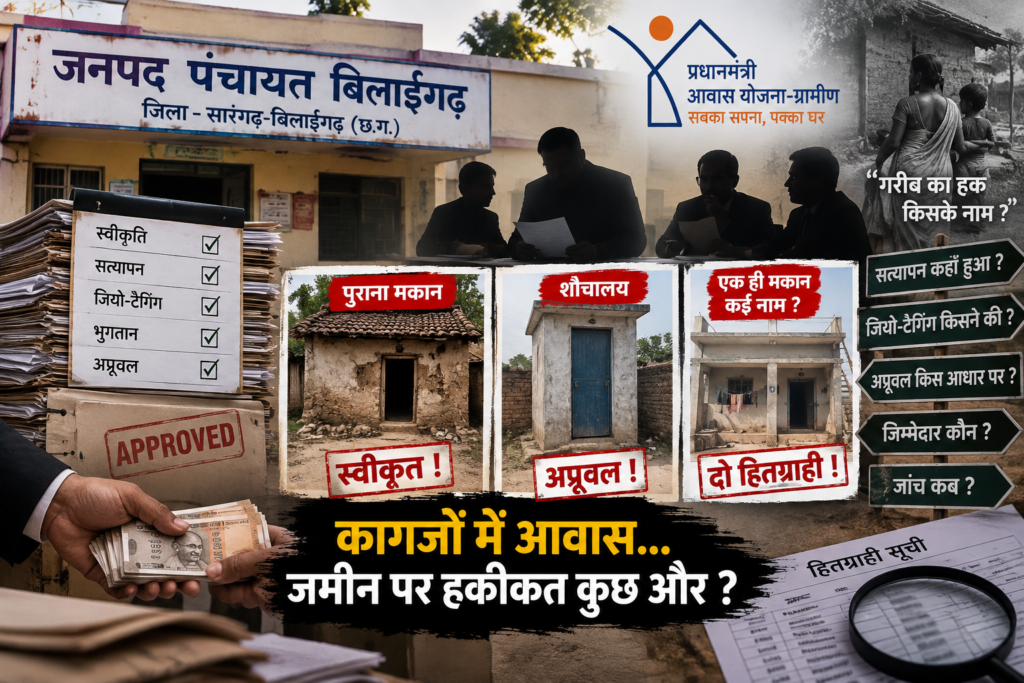 प्रधानमंत्री आवास योजना मे कथित गड़बड़ी, सत्यापनकर्ताओ की भूमिका सवालों मे! 1 प्रधानमंत्री आवास योजना मे कथित गड़बड़ी, सत्यापनकर्ताओ की भूमिका सवालों मे! - सारंगढ़-बिलाईगढ़, छत्तीसगढ़
