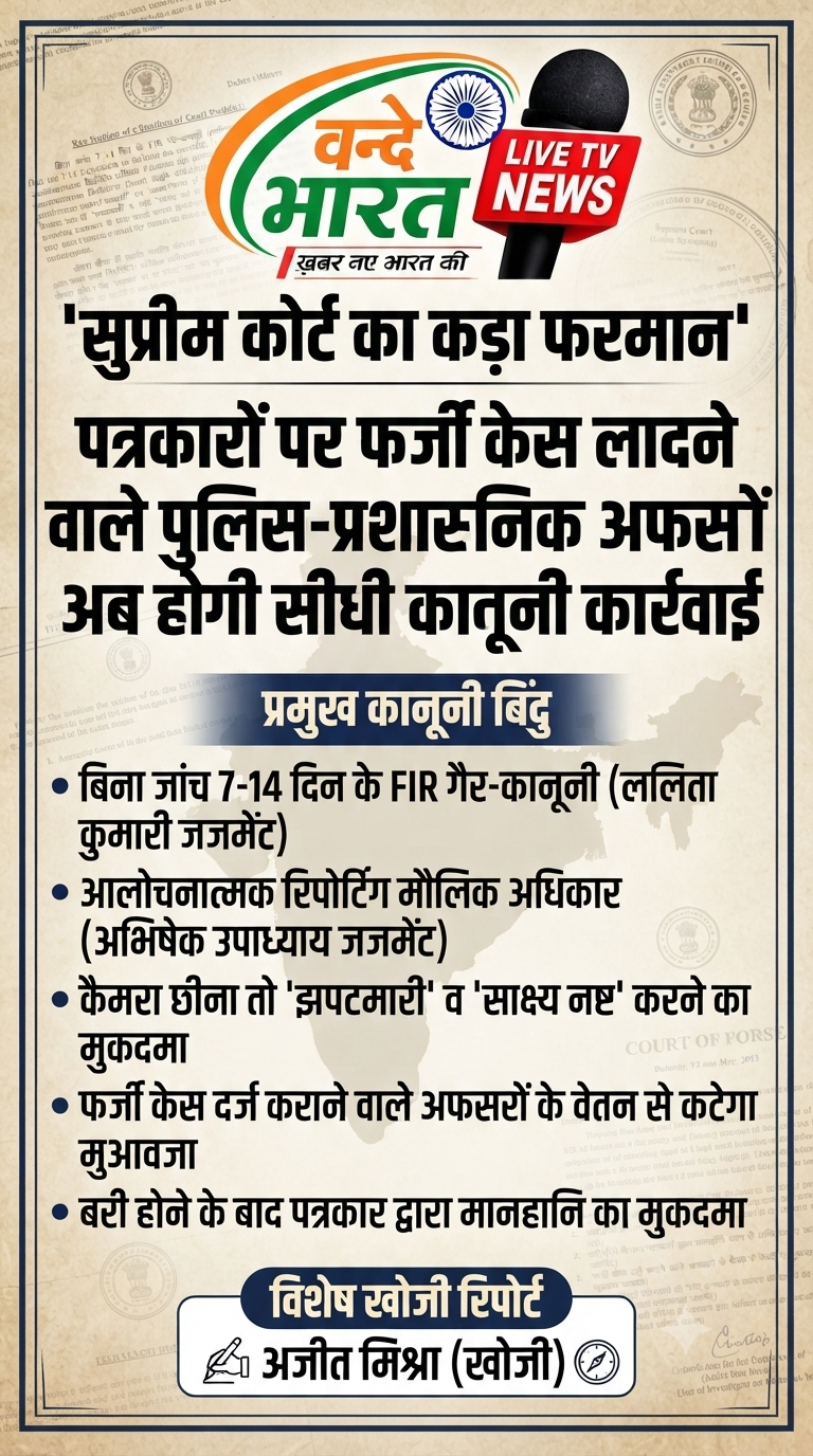 सुप्रीम कोर्ट का कड़ा फरमान: पत्रकारों पर फर्जी केस लादने वाले अफसरों की अब खैर नहीं