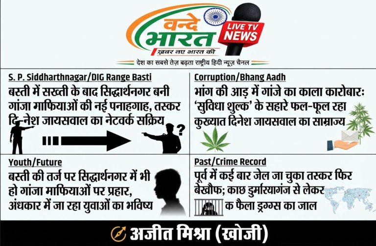 बस्ती में सख्ती के बाद सिद्धार्थनगर बनी गांजा माफियाओं की नई पनाहगाह, तस्कर दिनेश जायसवाल का नेटवर्क सक्रिय