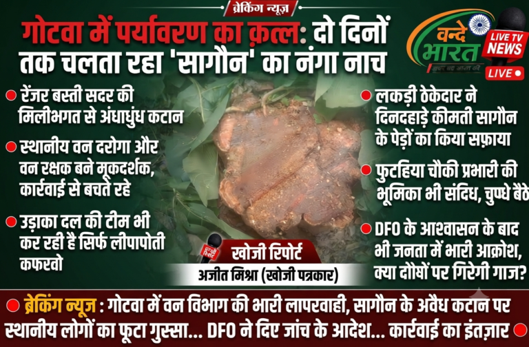 बस्ती सदर रेंज में हरियाली का कत्ल: गोटवा में सागौन के पेड़ों की अंधाधुंध कटान, विभाग बना मूकदर्शक